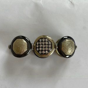 Gold, black and silver stretch bracelet